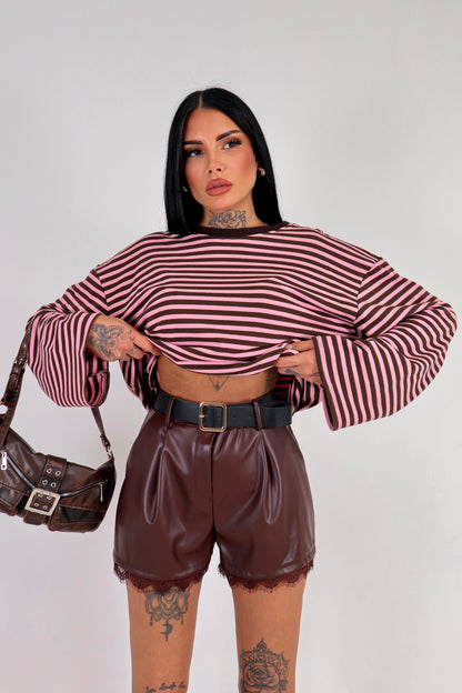 Shorts Ecopelle Pizzo - Marrone