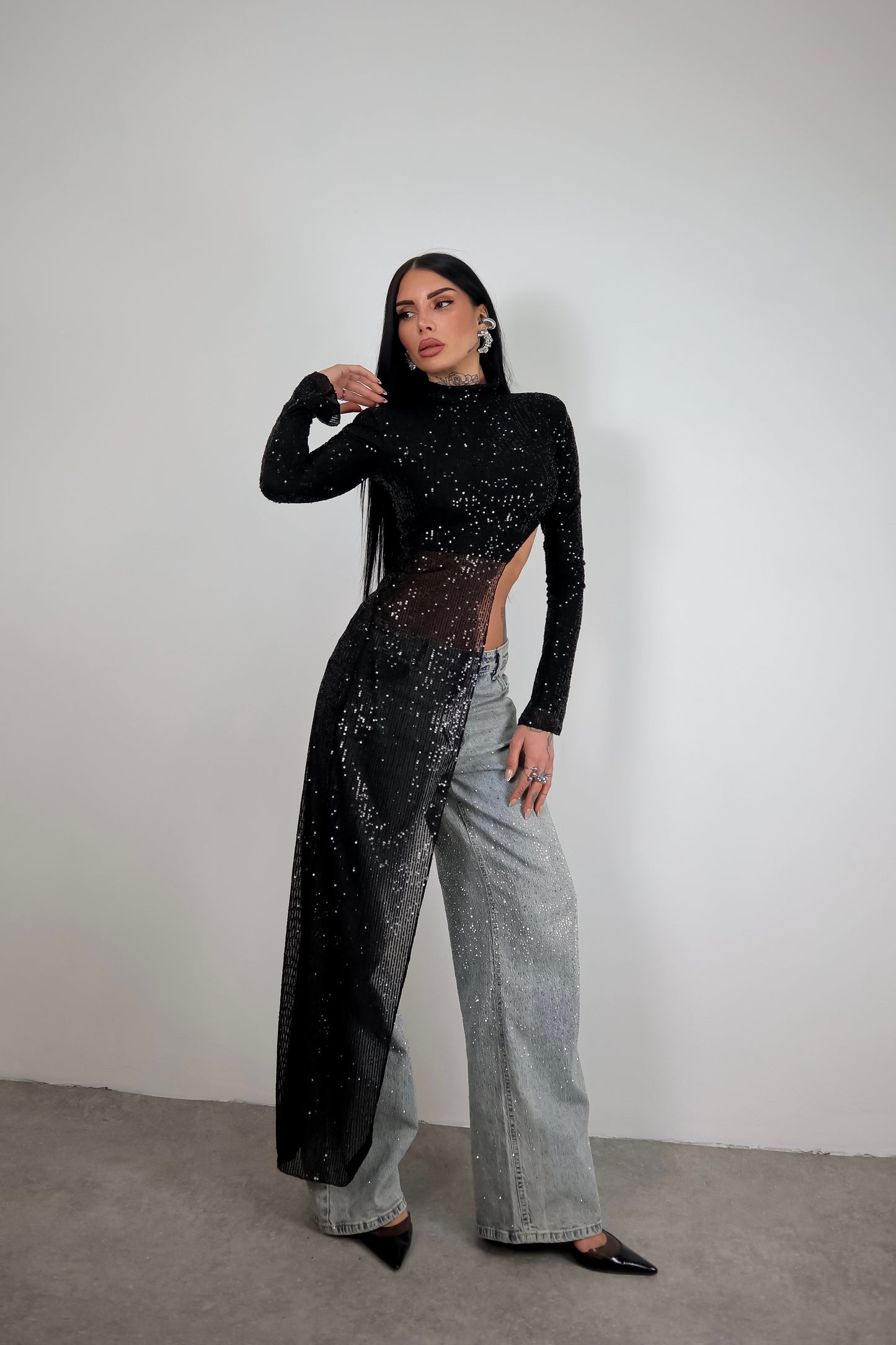 Maglia Paillettes Wow - Nero