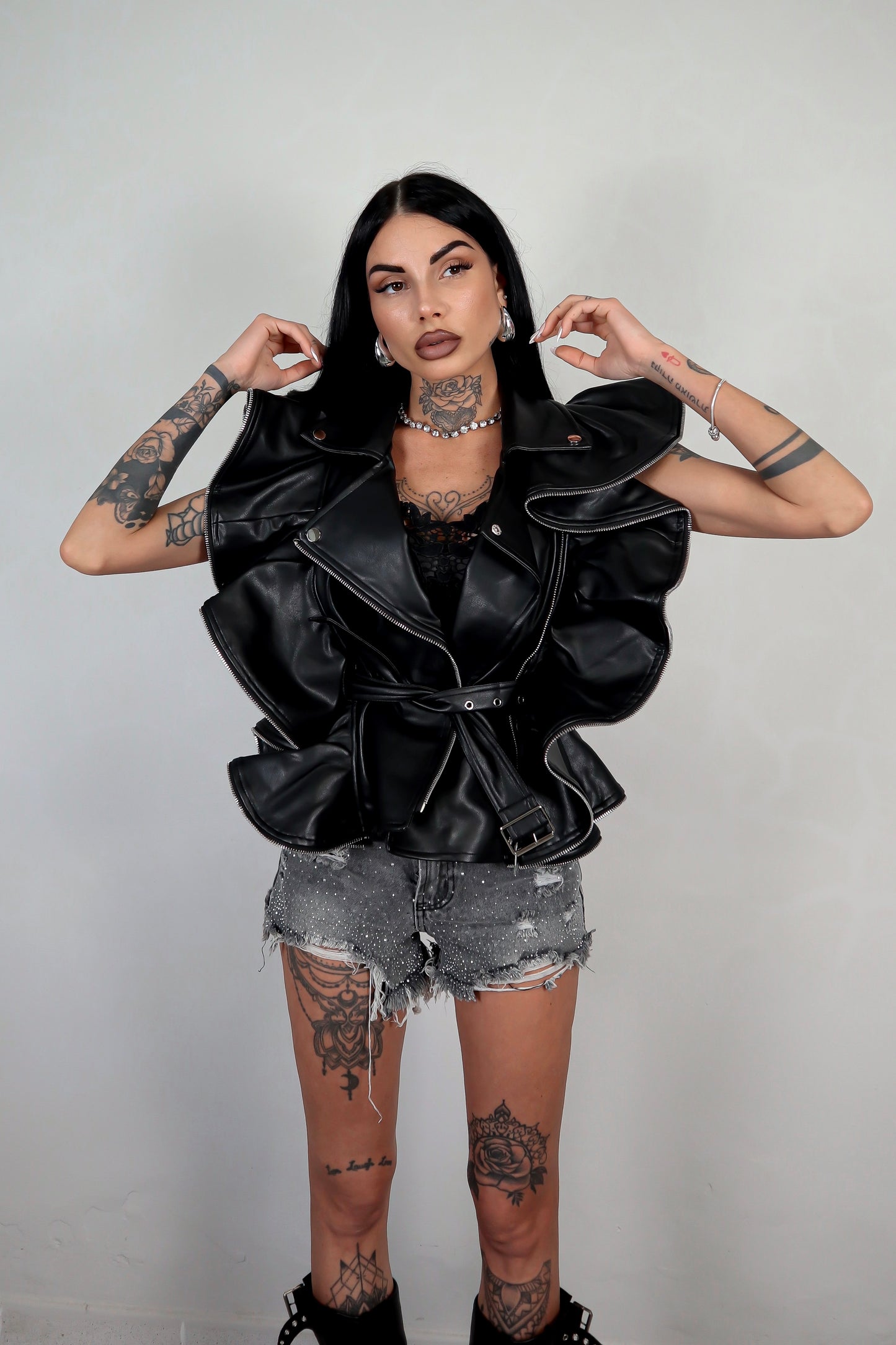 Gilet ecopelle Butterfly - Nero