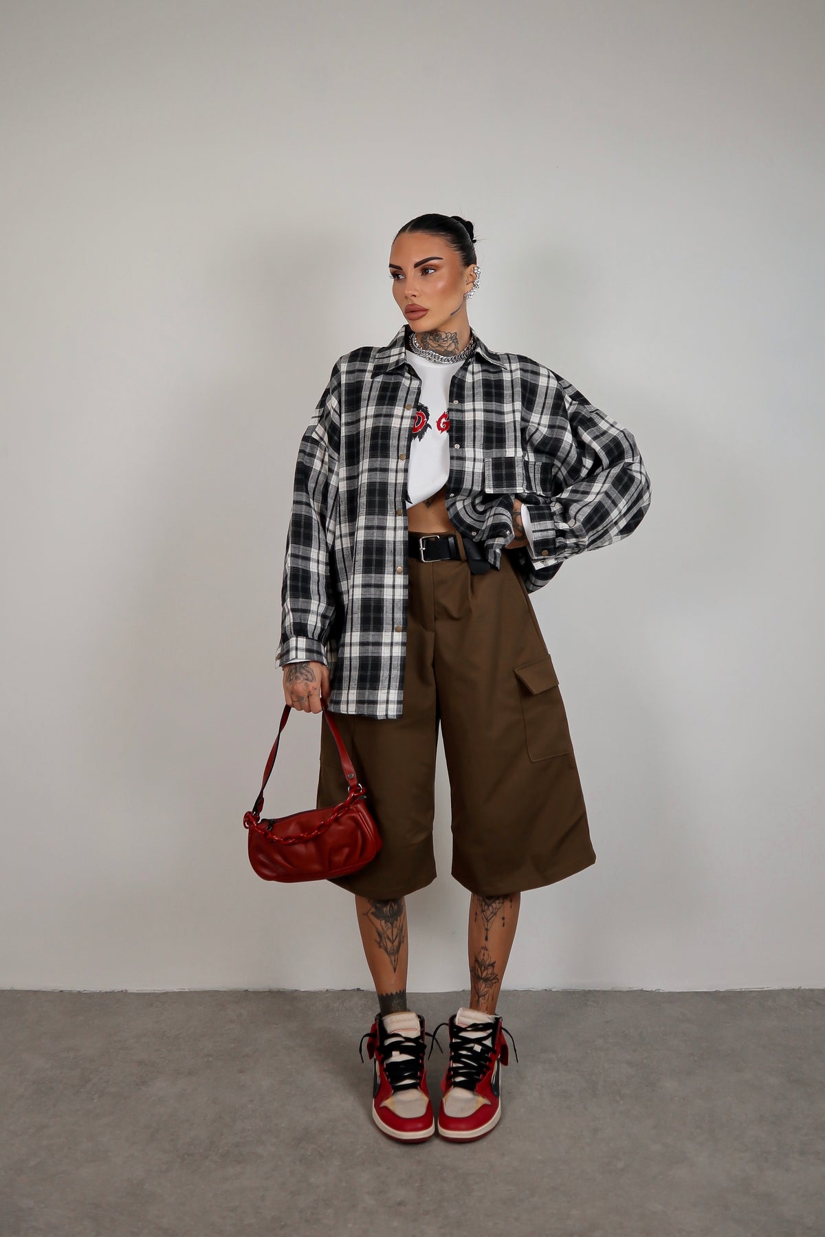 Camicia Over Quadretti - Nero