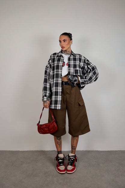 Camicia Over Quadretti - Nero
