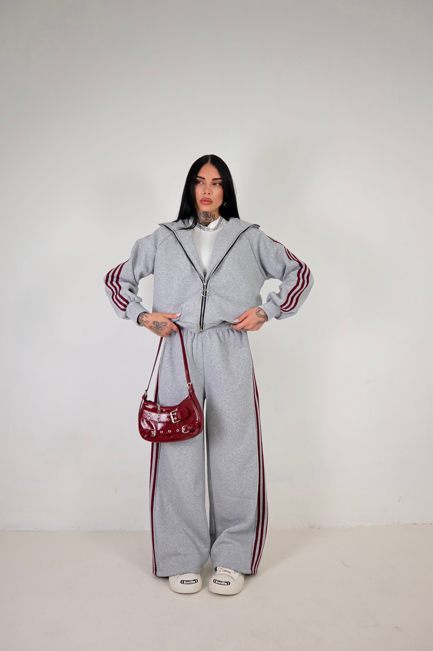 Completo Tuta Adi - Grigio/Bordeaux