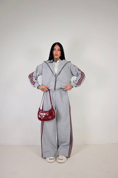 Completo Tuta Adi - Grigio/Bordeaux