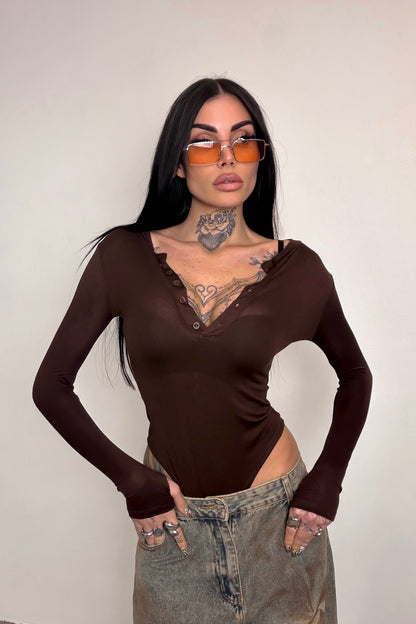 Maglia velata guantino Micole - Marrone