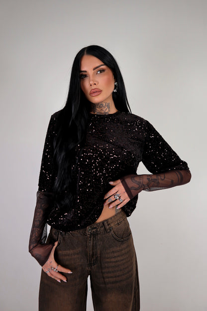Maglia Paillettes Virginia - Marrone