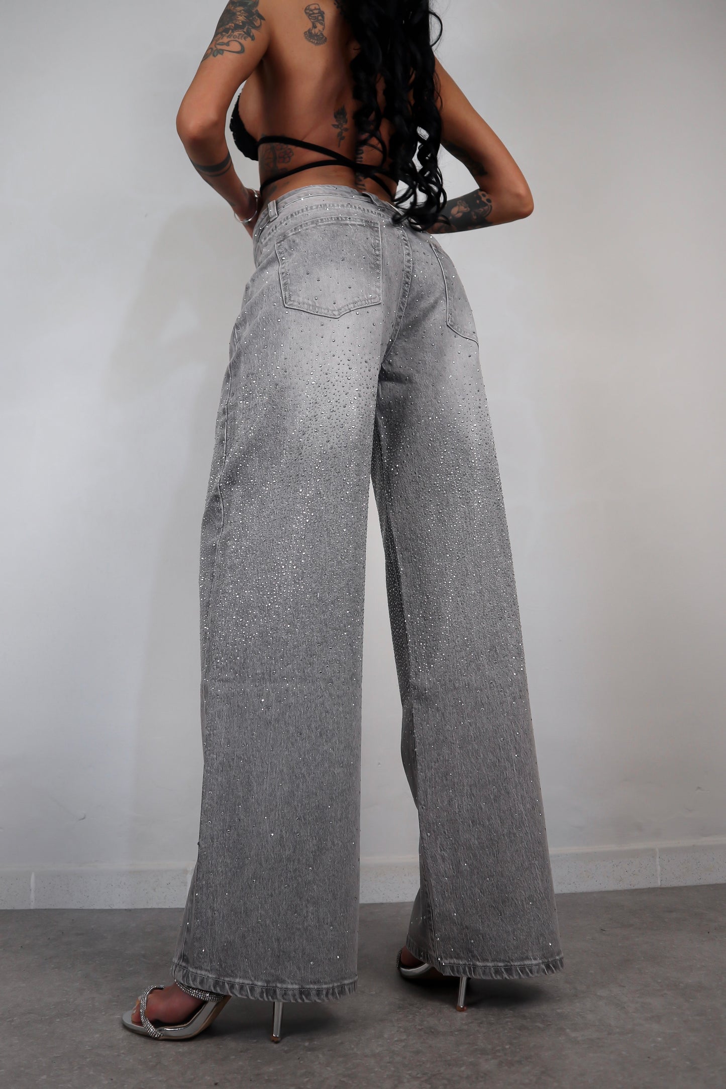 Jeans wide leg Brillo - Grigio