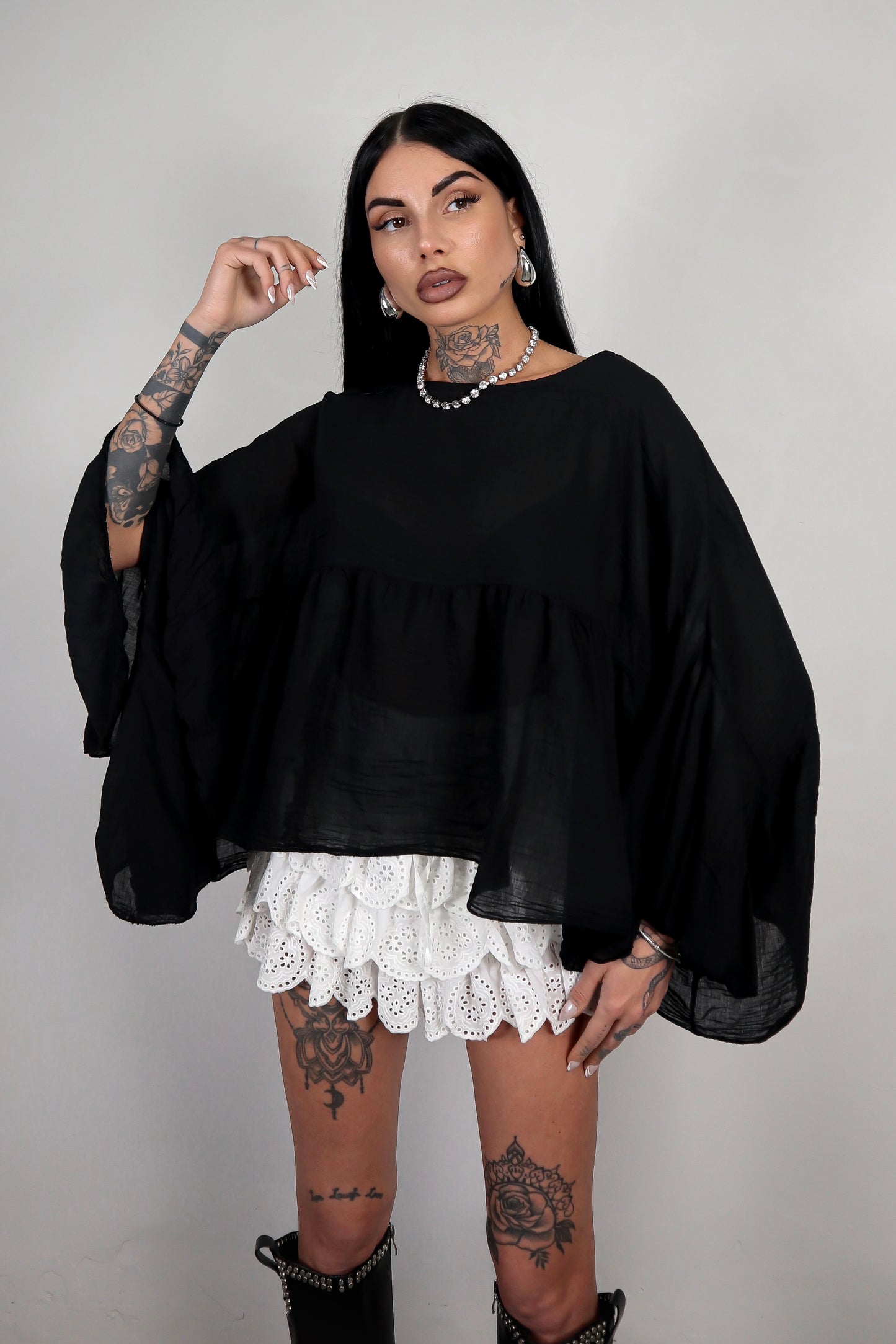 Blusa cotone Zahira - Nero