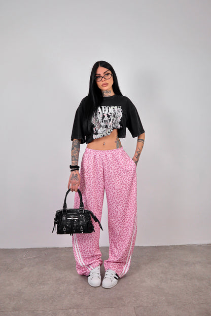 Pantalone Tuta Stripes Balloon - Leopardato Rosa