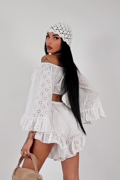 Berretto Retina Strass - Bianco