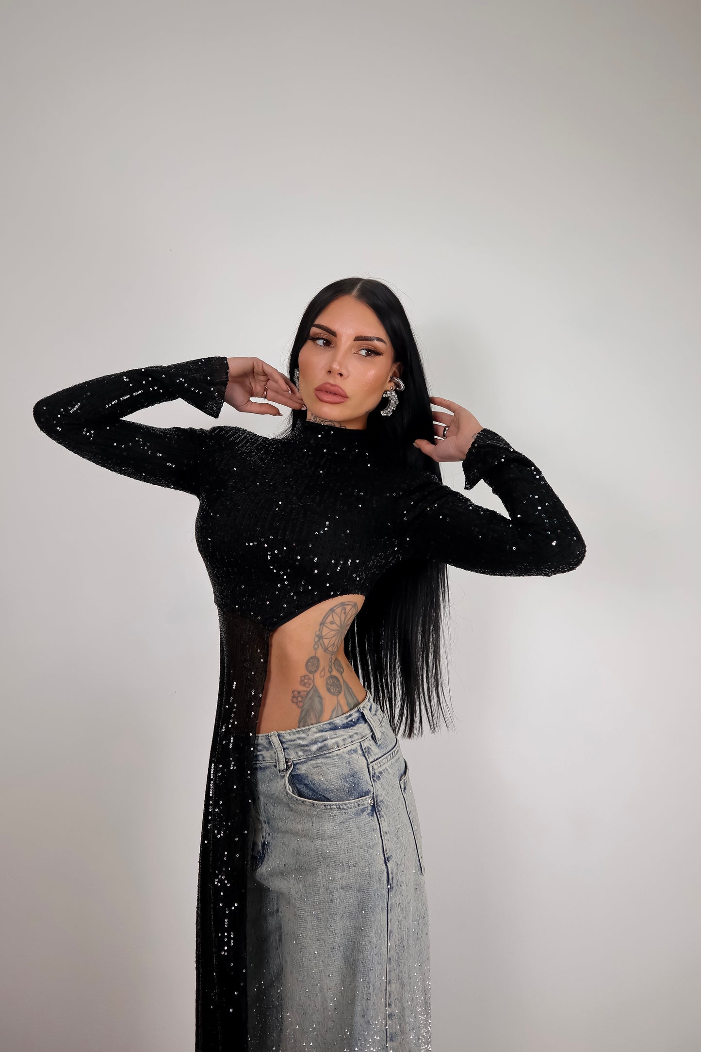 Maglia Paillettes Wow - Nero