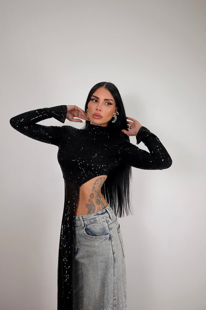 Maglia Paillettes Wow - Nero