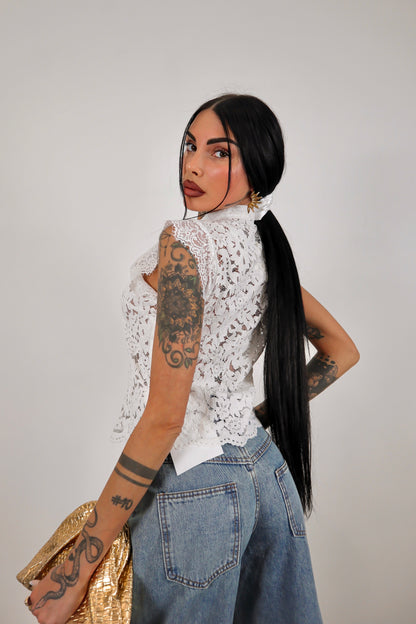 Camicia pizzo Japan - Bianco
