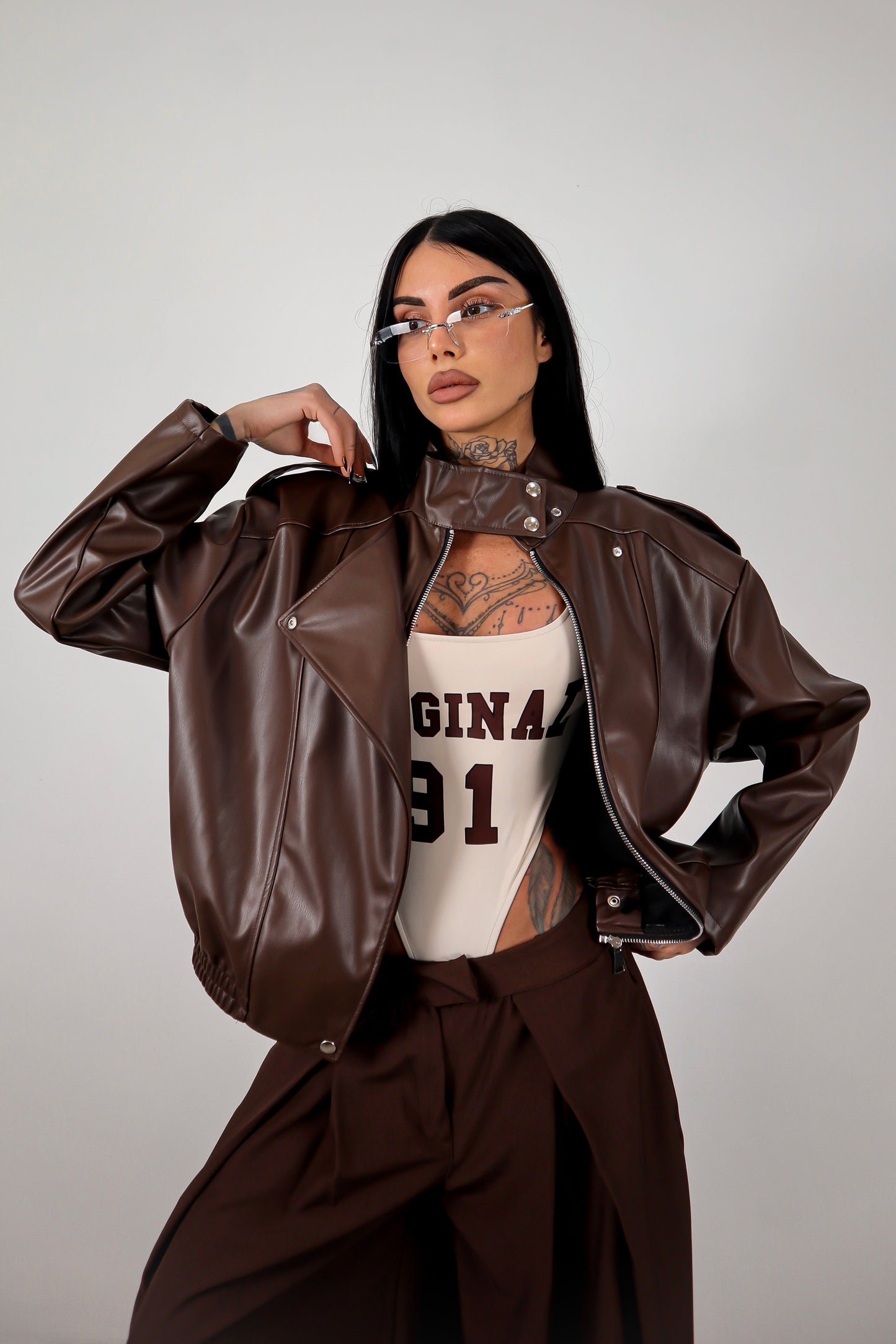 Giacca ecopelle Zar - Marrone