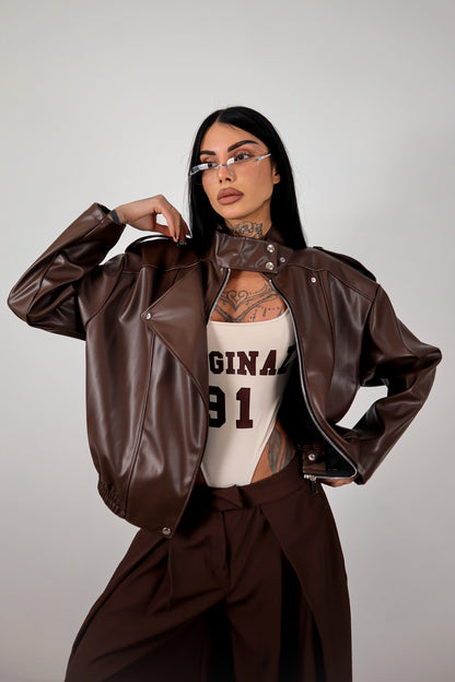 Giacca ecopelle Zar - Marrone
