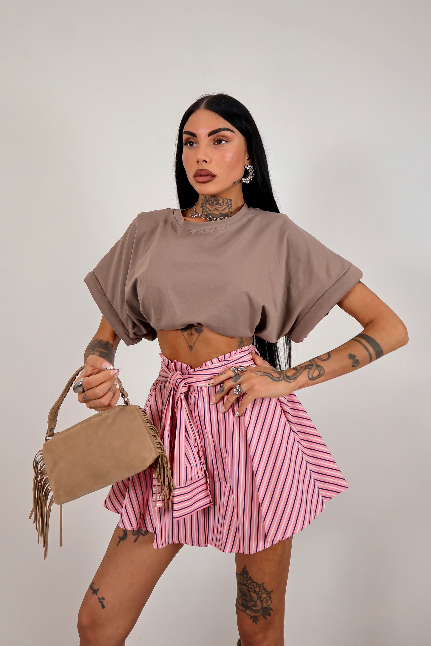 Panta gonna righe Cassidy - Rosa