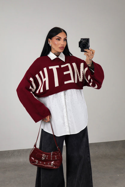 Maglia crop Something - Bordeaux