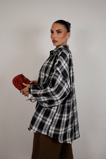 Camicia Over Quadretti - Nero