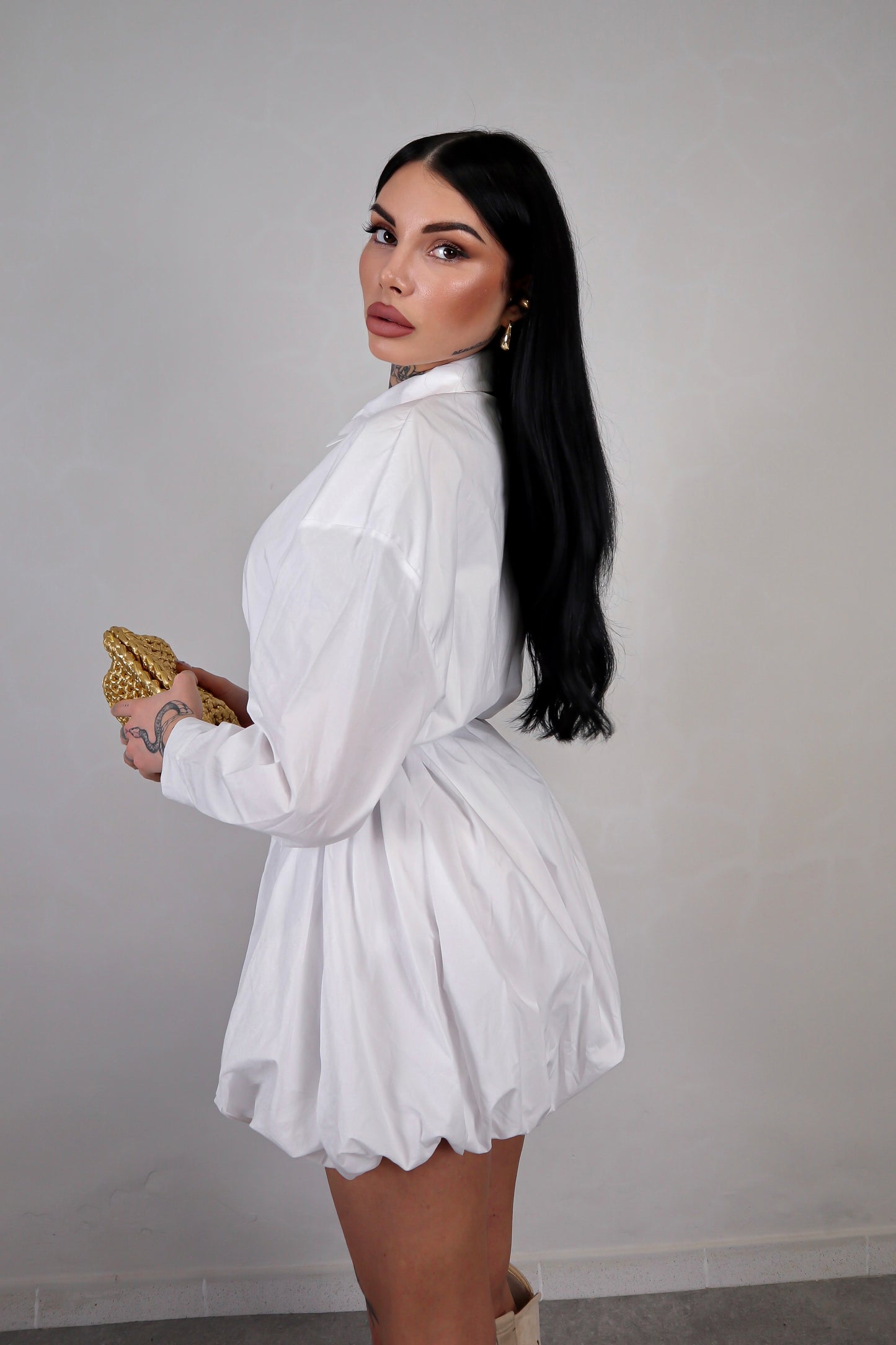 Abito Camicia Balloon - Bianco