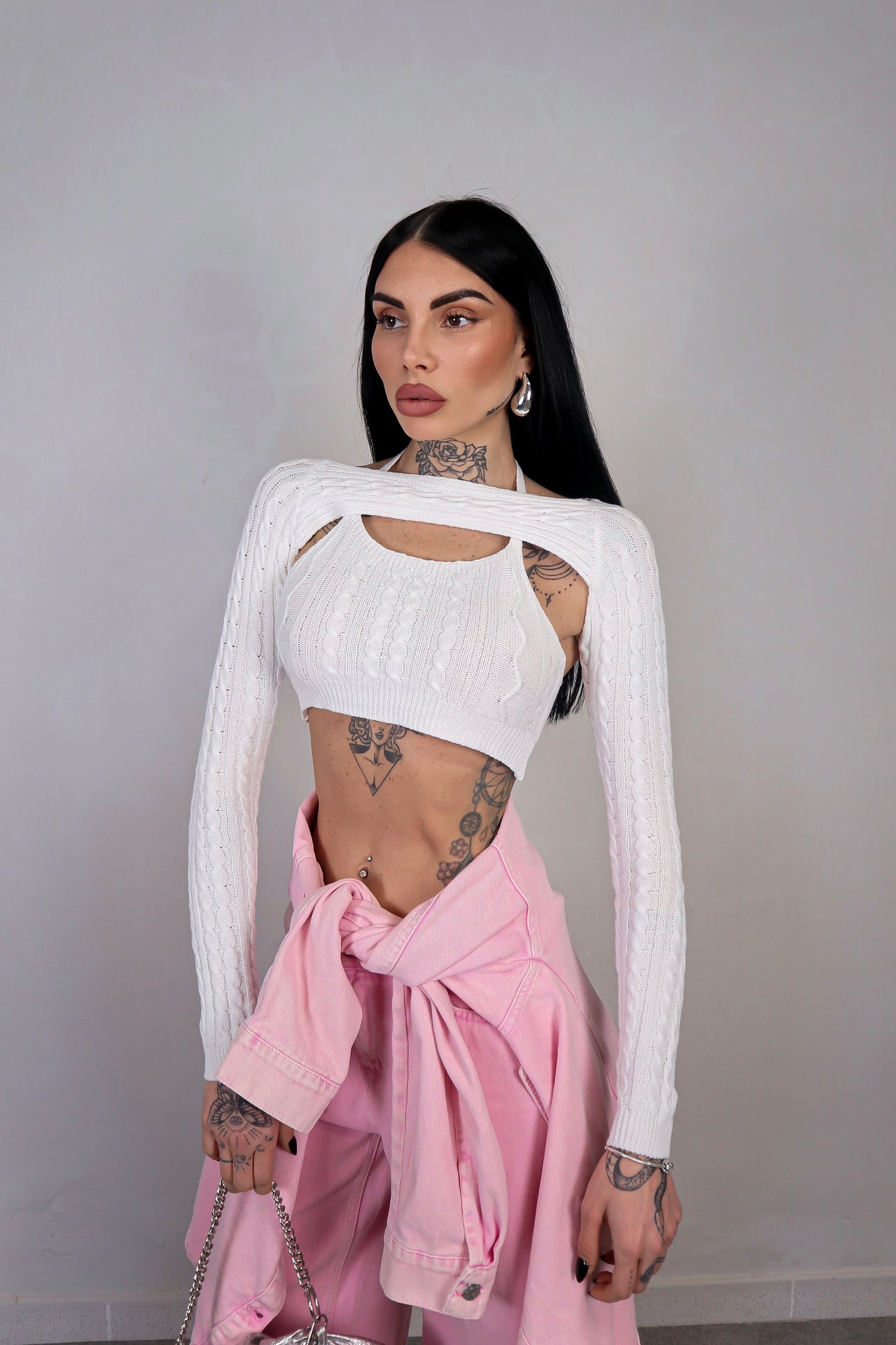 Maglia Crop Duo - Bianco
