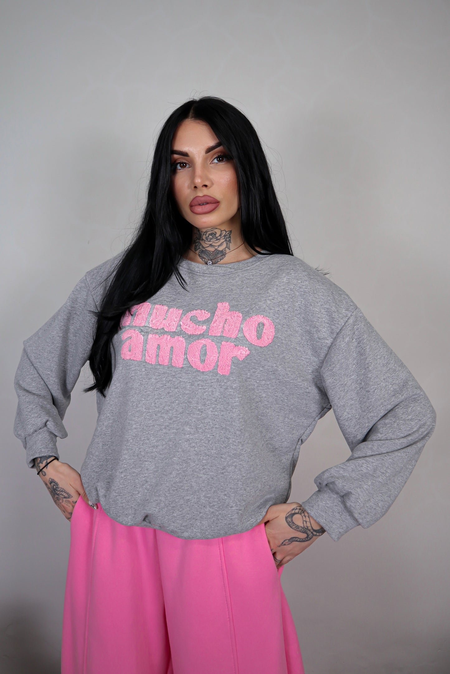 Felpa Mucho Amor - Grigio