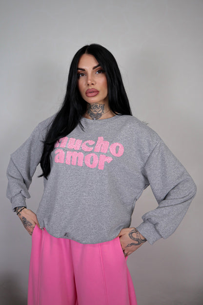 Felpa Mucho Amor - Grigio