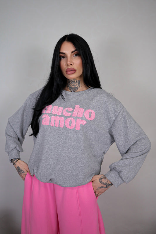 Felpa Mucho Amor - Grigio