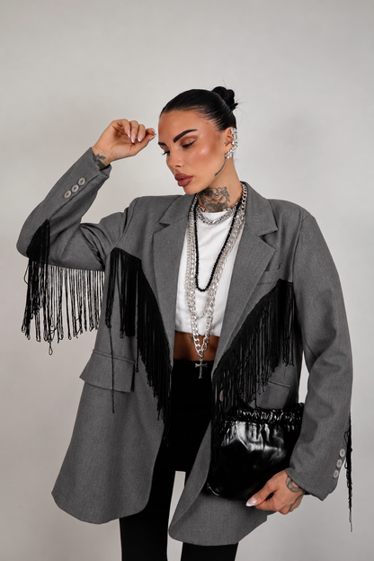Blazer over Frange - Grigio