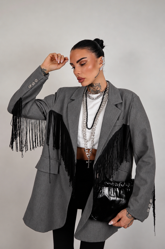 Blazer over Frange - Grigio