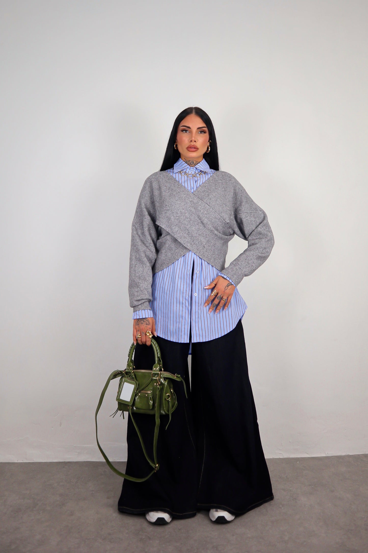 Maglione Incrocio - Grigio