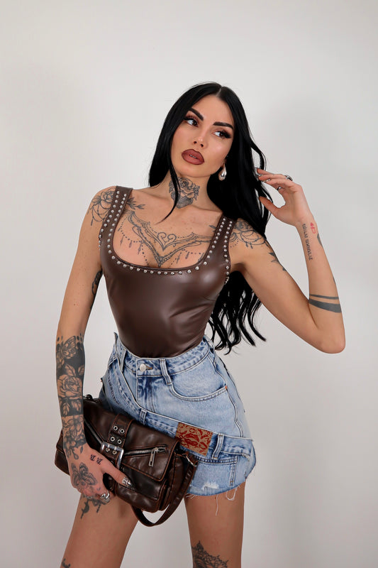 Body ecopelle Anais - Marrone