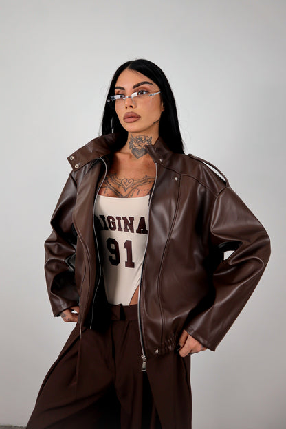 Giacca ecopelle Zar - Marrone
