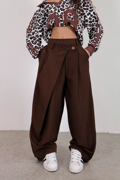 Pantalone Amira Gessato - Marrone