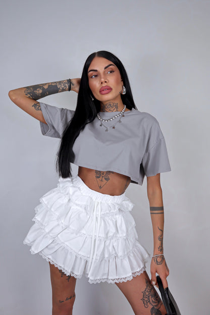 T-Shirt Over Crop - Grigio