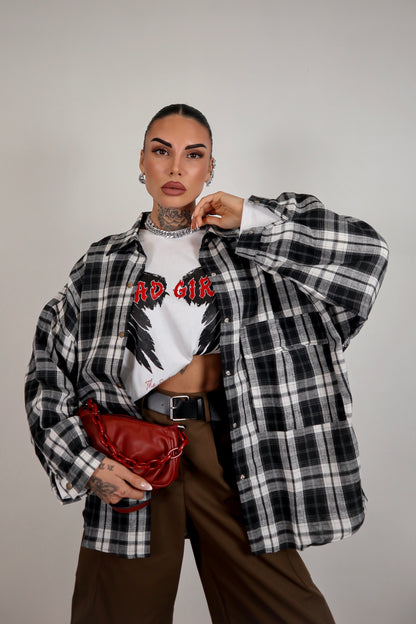 Camicia Over Quadretti - Nero