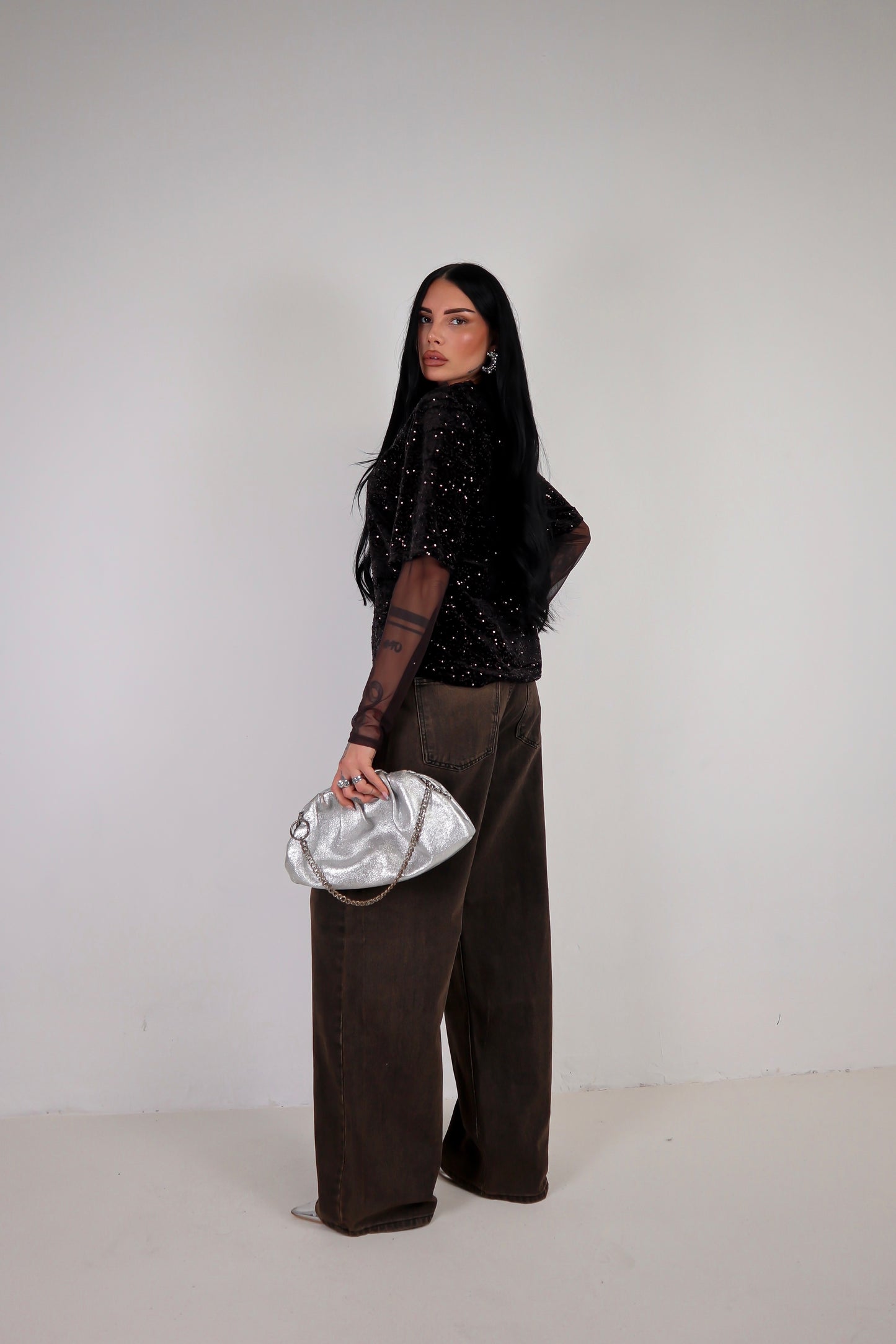 Maglia Paillettes Virginia - Marrone