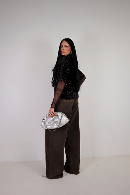 Maglia Paillettes Virginia - Marrone