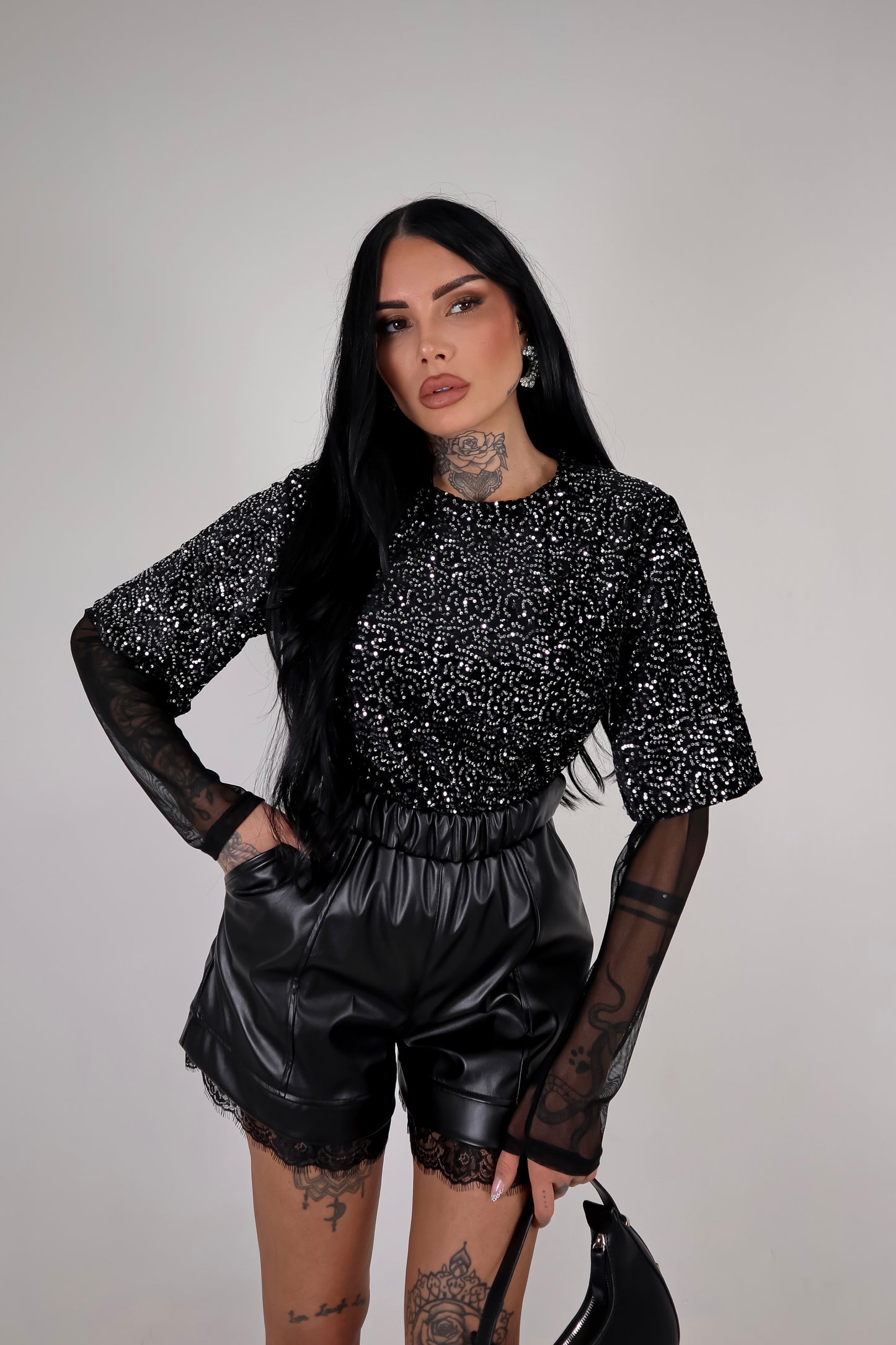 Shorts ecopelle Vicky - Nero