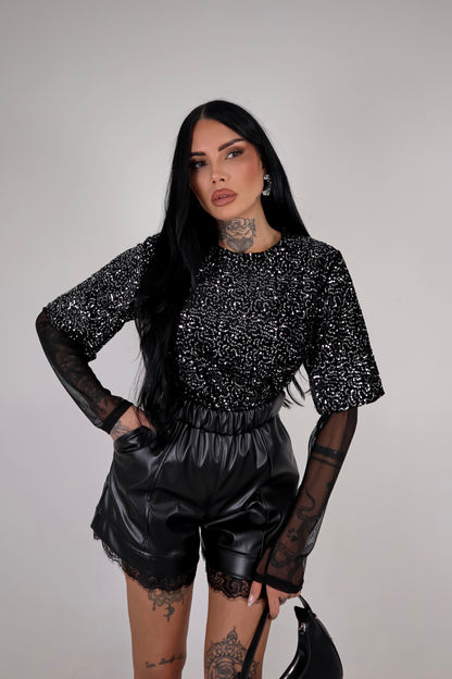 Shorts ecopelle Vicky - Nero