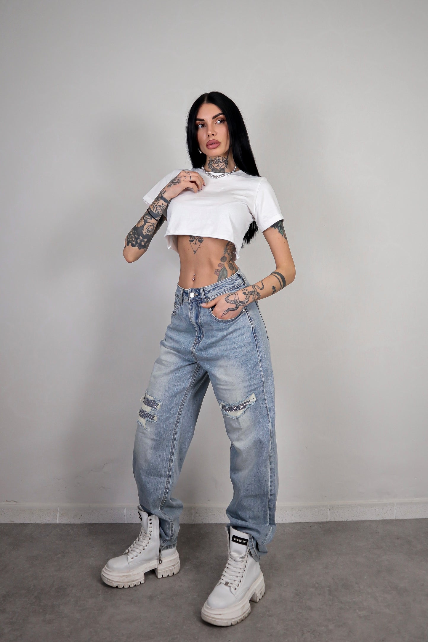T-shirt Basic Crop - Bianco