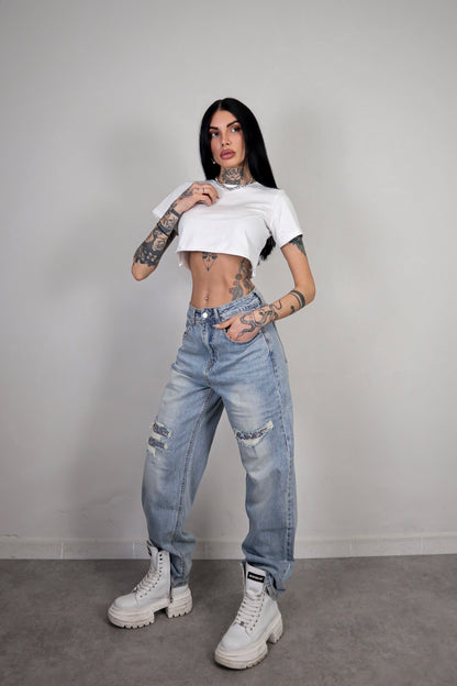T-shirt Basic Crop - Bianco