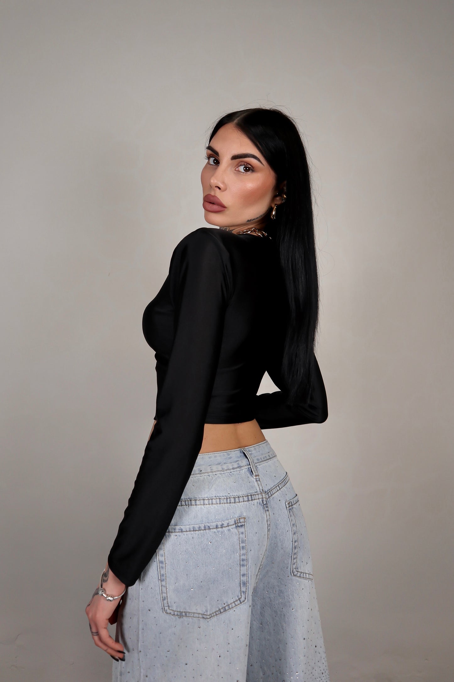 Maglia Crop Persia - Nero