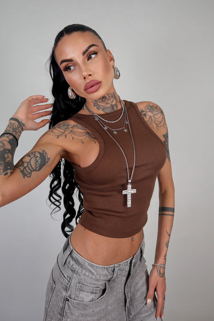 Canottiera Basic - Marrone