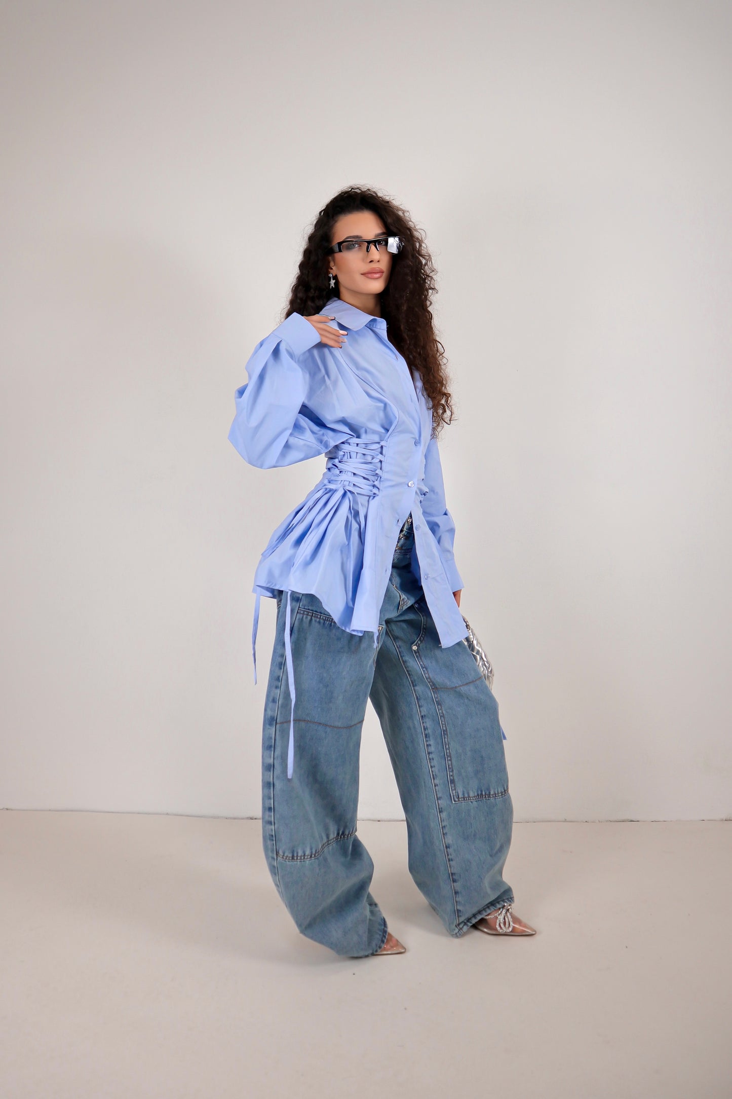 Camicia Stringhe - Azzurro