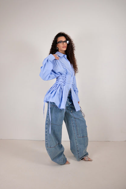 Camicia Stringhe - Azzurro