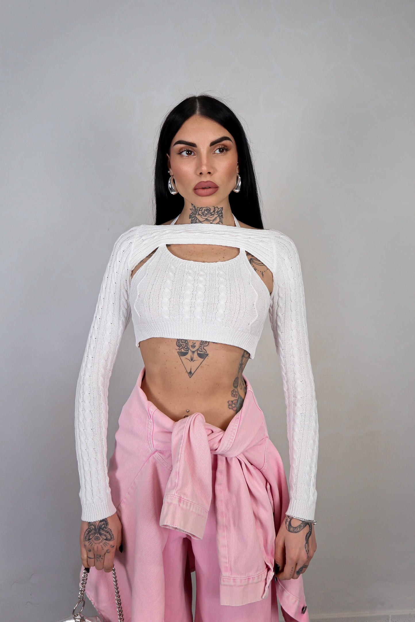 Maglia Crop Duo - Bianco
