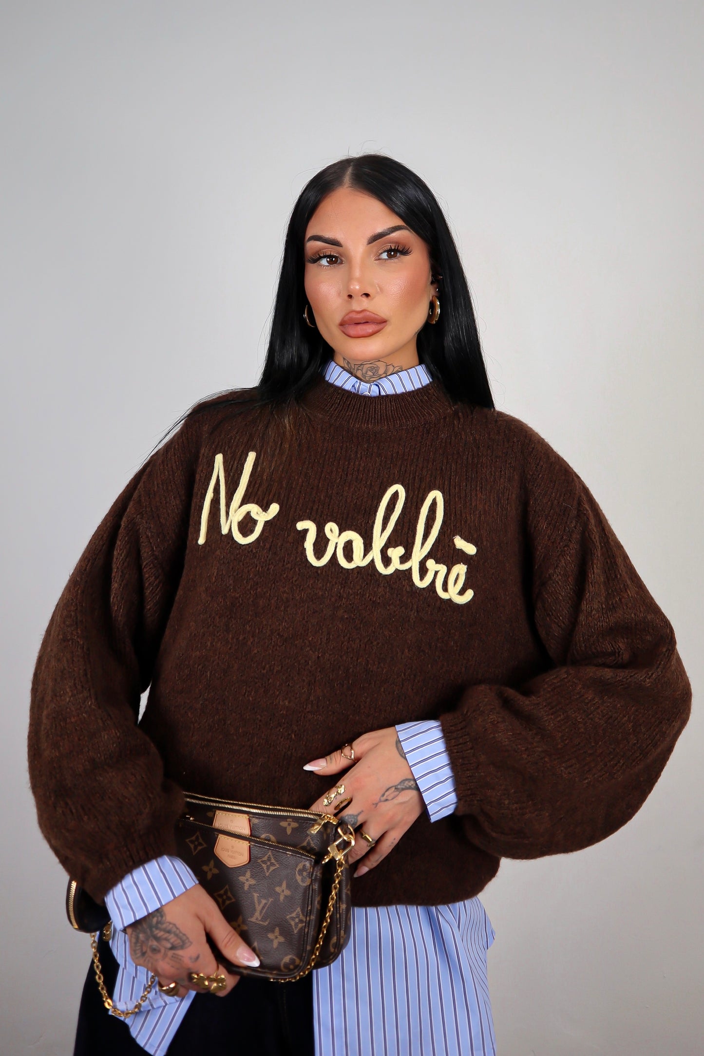 Maglione “No vabbè” - Marrone