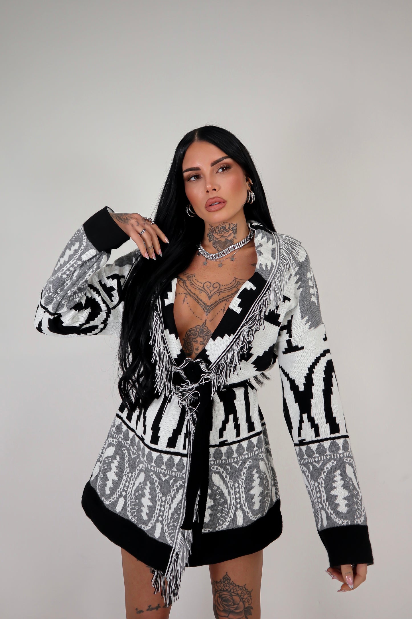 Cardigan Perù - Nero/Grigio