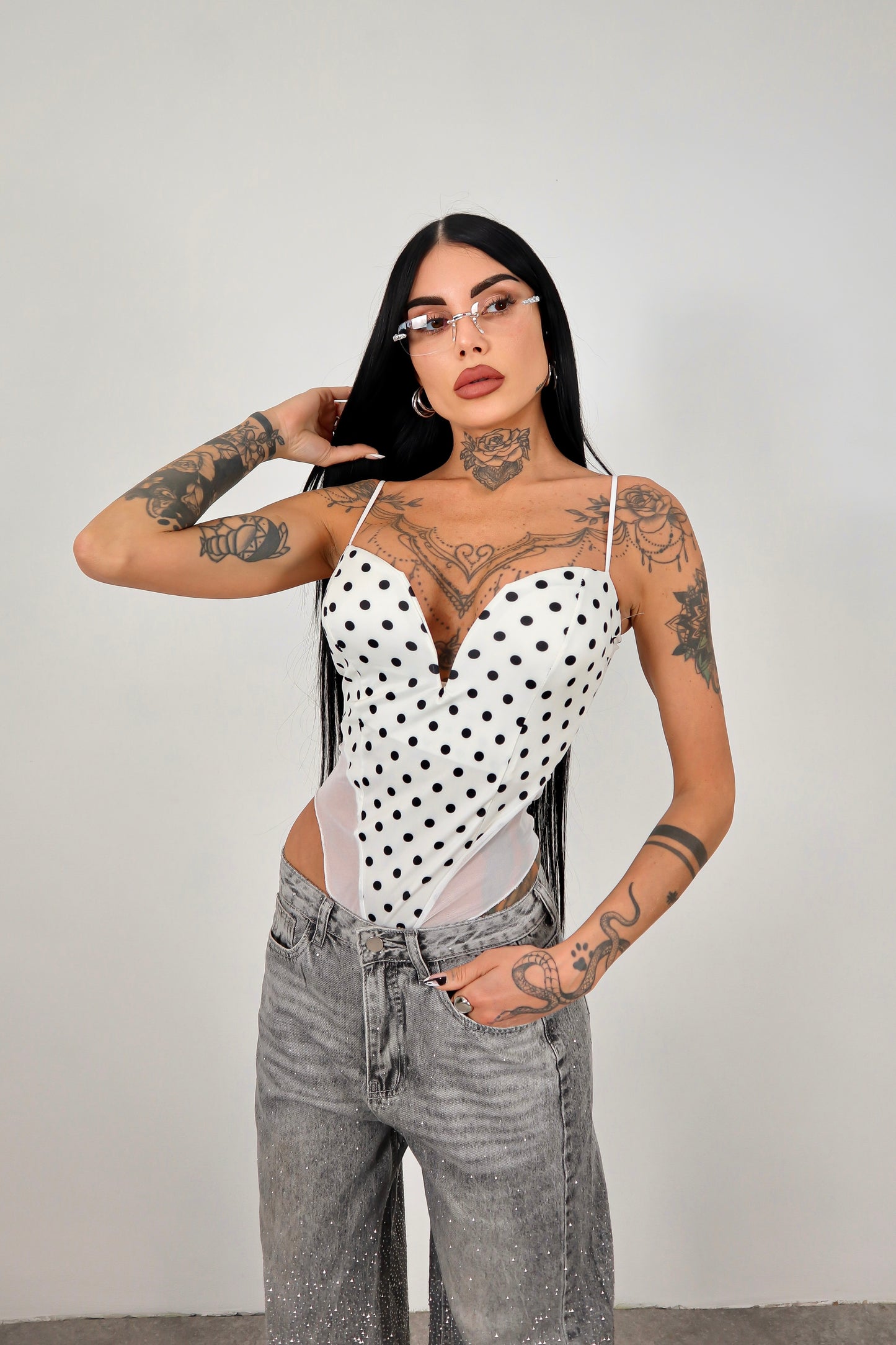 Body Pois Vittoria - Bianco