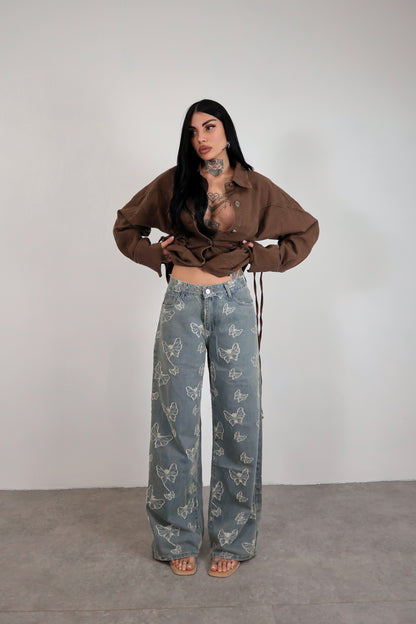 Jeans wide leg Butterfly