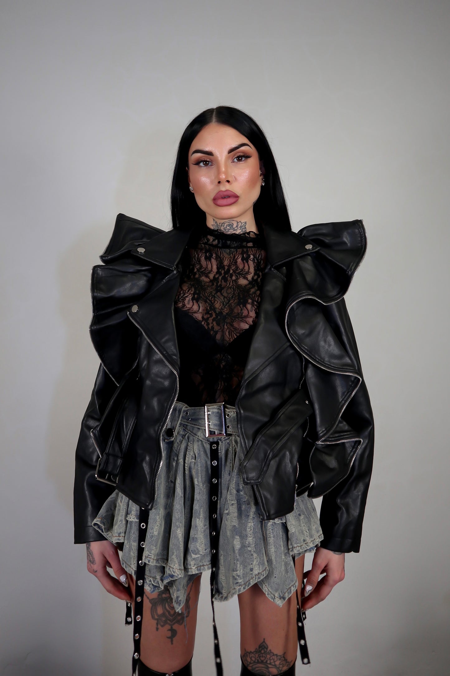 Giacca Ecopelle Butterfly - Nero